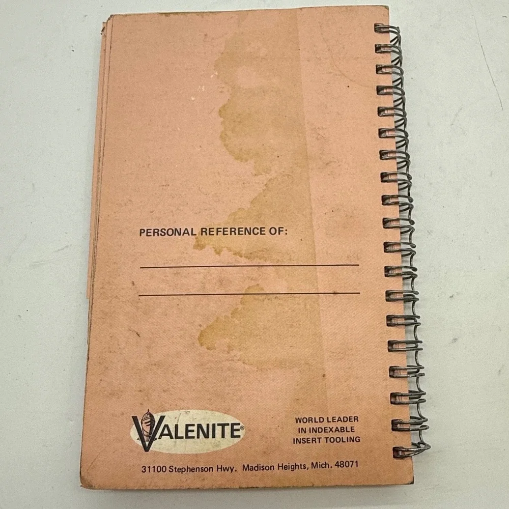 Vintage 1976 Valenite Handy Reference Guide Machinist Tooling Spiral Manual